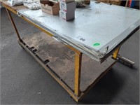 Steel Mobile Timber Top Work Bench Approx 2m x 1m