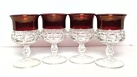 Cranberry & Clear Goblets Lot of 4