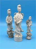 3 Oriental Yen Goddess Figurines White