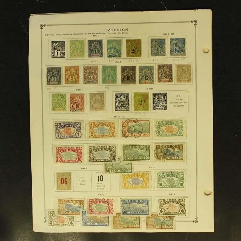 Reunion Stamps 1890s-1930s Collection on pages, Us