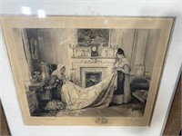 EARLY SIGNED KNITTING LITHOGRAPH