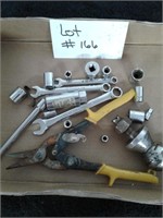 Sockets, ball hitch, wrenches, and tin snips