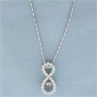 Infinity Design Dancing Diamond Necklace in 14k Wh