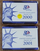 2000 & 2001 US MINT PROOF SETS W/ STATE QUARTERS