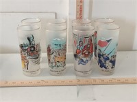 8 1959 Colorado centennial frosted tumblers