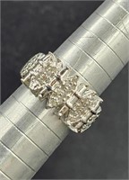 Sterling Natural Diamond Pave Ring Sz 7