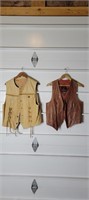 TWO VINTAGE LEATHER VESTS as is