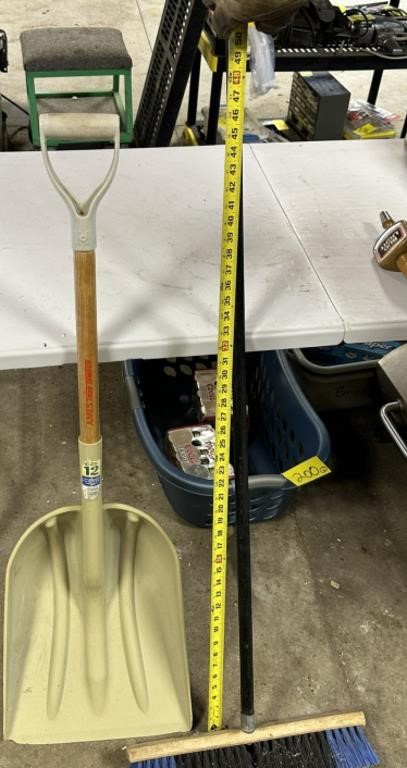 plastic scoop shovel and push broom