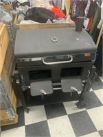 Large Trolley Round Cooking Grill Barbecue Smoker