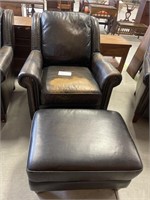 Thomasville cowhide chair&footstool SEE DES*