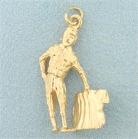 Matador Charm or Pendant in 14K Yellow Gold