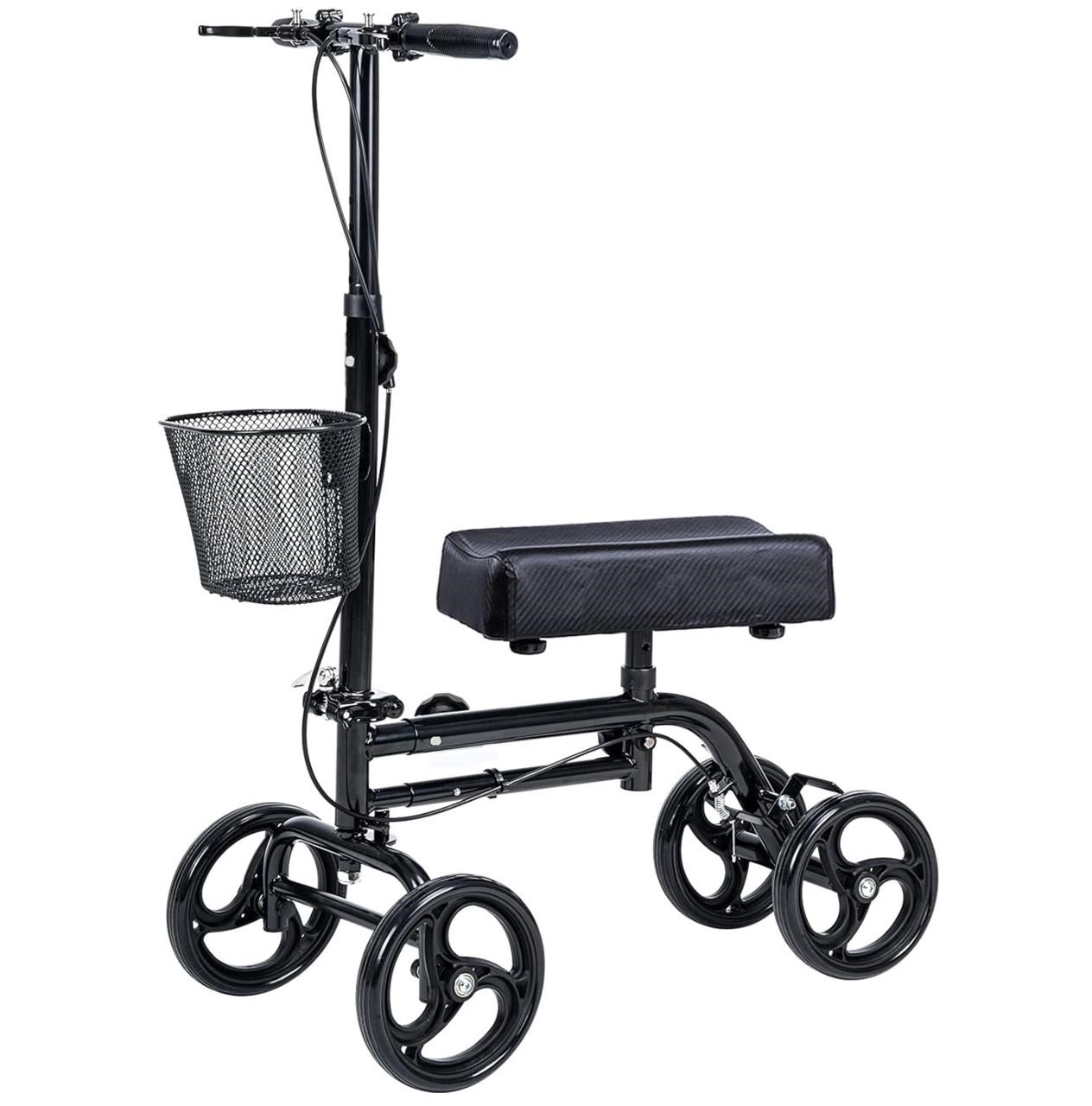 WINLOVE Black Knee Walker Scooter with Basket