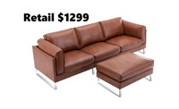 Morden Fort  Leather Sectional Sofa+ Ottoman
