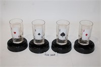 set of (4) Playing Cards Cups