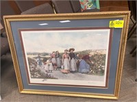 FRAMED PICTURE OF WOMEN AND CHILDREN IN A FIELD BE