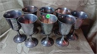 Set Of Eight Silver Plate Goblets