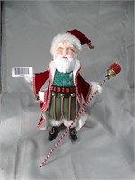 Wow!  12" Tall Ceramic Santa w/ Felt Coat & Hat