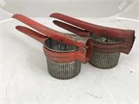 2 Vintage Red Handle Potato Mashers
