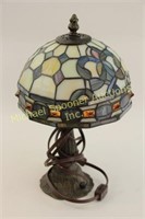 TIFFANY STYLE LAMP - LEADED GLASS SHADE