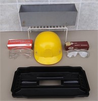 F1) Lot of Hard Hat, 2 New Safety Glasses, Tools