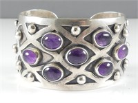 EARLY MEXICAN STERLING & AMETHYST CUFF