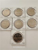 1867-1982 Seven Constitution $1.00 Coins-Pure Nick