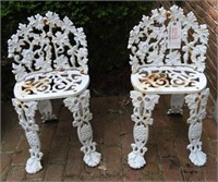 Pair of cast iron ivy and grape vine decorated