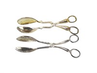 TWO SILVERPLATE SCALLOPED SERVING TONGS
