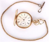 14K GOLD ELGIN VINTAGE POCKET WATCH W/ FOB & KEY