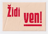 CZECH PAPER STICKER ZIDE VEN! [Jews] GET OUT - JUD