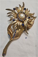 Large Flower Brooch-Loose Stone Included in Bag