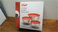 New Master Chef 3 Piece Mixing Bowl Set With Lids