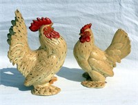 Pair of Vintage Chickens Ceramic Realistic Looking