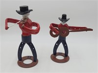 Cast Iron Horseshoe Cowboy Figural Band Art