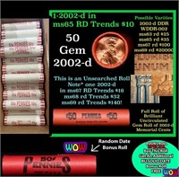 THIS AUCTION ONLY! BU Shotgun Lincoln 1c roll, 200