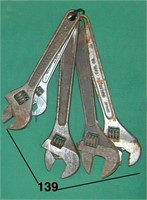 5 assorted Crescent or Crescent-type wrenches