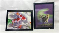Lenticular Photo of wolf and Koi fish