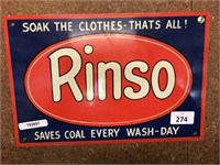 REPRODUCTION ENAMEL "RINSO" SIGN