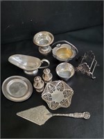 Mixed Vintage Serving Pieces with Silver Plated