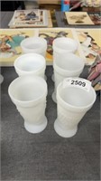 6 milk glass cups