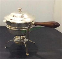 Small chafing dish with wooden handle measuring