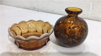 2 Amber Colored Glass Pieces M16B