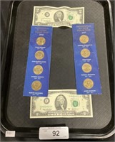 2007-08 Presidential Coin Sets, 2 Dollar Bills.