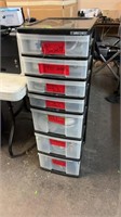 7 DRAWER BLACK ORGANIZERS W/ MISC FENCING PARTS