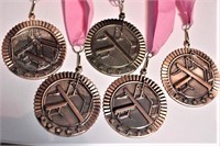 5 Gym Medals w/ Pink Ribbons LKN Gym Academy