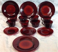 15 pieces of ruby red glass