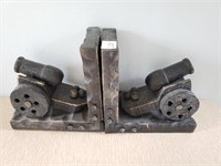 UNIQUE WOODEN CANNON BOOKENDS 6X6X3.5 INCHES