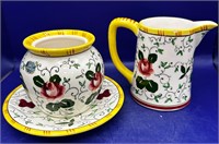 Early Provincial (PY) Rooster  Sugar & Creamer