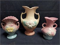 Group of Hull U.S.A pottery vases, largest size