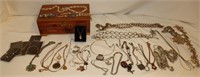 Jewelry Box w/ Necklaces, Pendant Watch, Some New